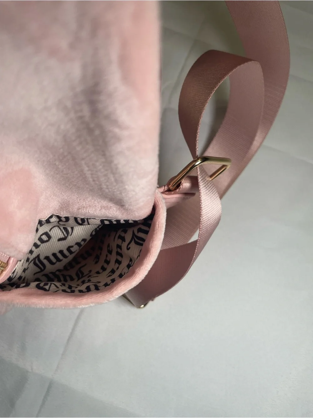 Juicy Couture Soft Pink Velvet  Mini Backpack with Heart Charm‎